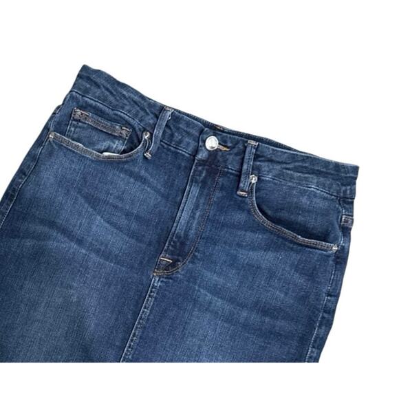 MSRP $149 Good American Dark Denim Back Slit Skirt Size 8/29 | SAME DAY SHIP - Picture 3 of 8